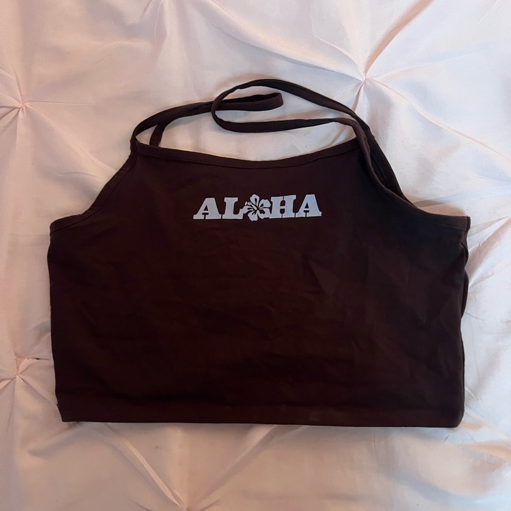 Brown Spaghetti Strap Top / ALOHA